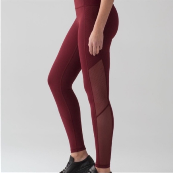maroon mesh leggings